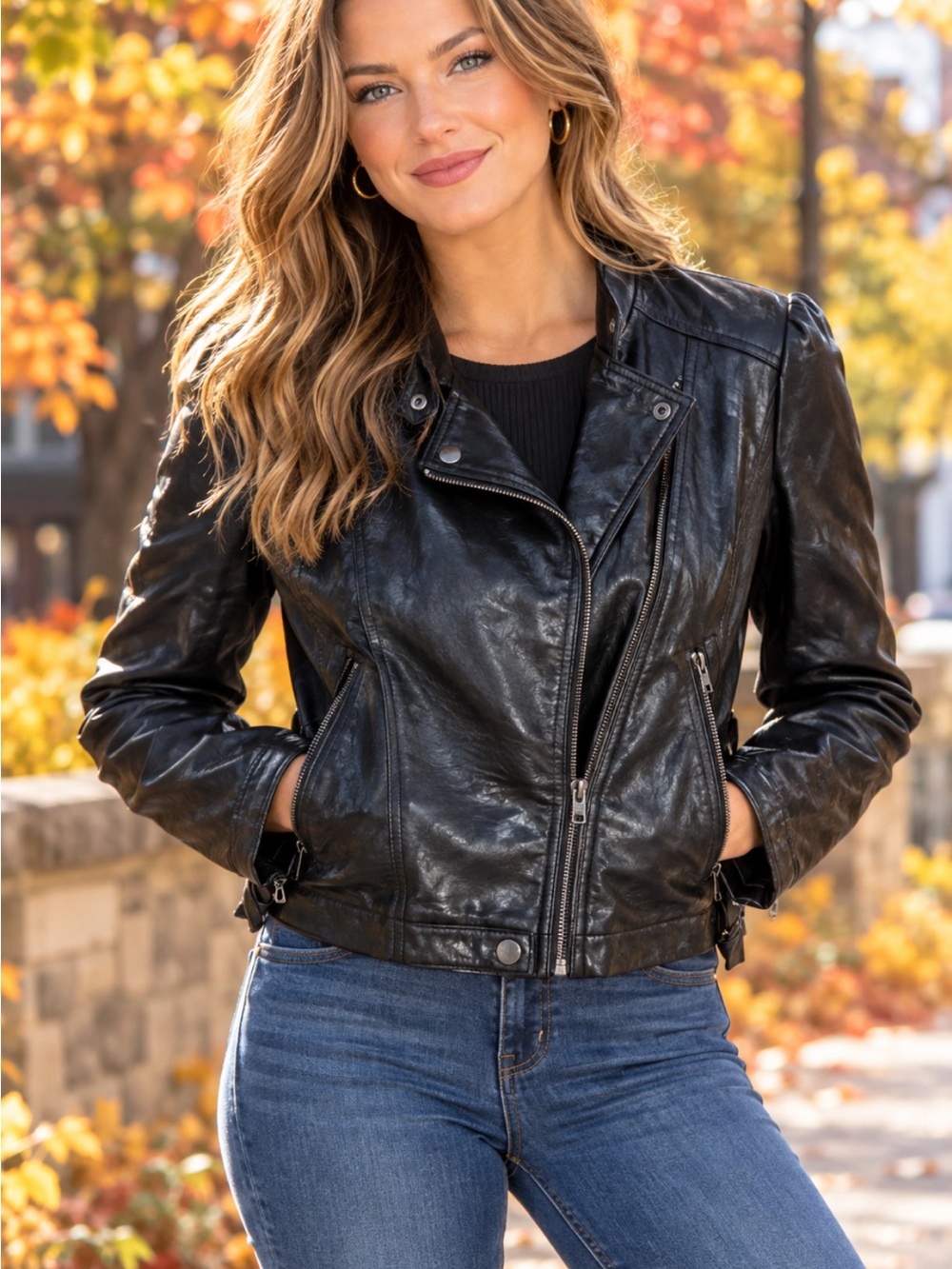Rue21 Black Faux Leather Asymmetric Zip Jacket